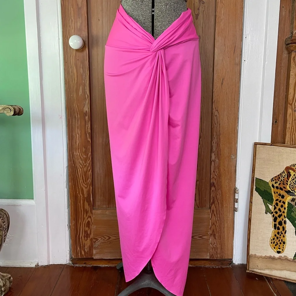 SKIMS Swim Sarong Maxi Skirt Bright Taffy Pink Cover-Up Size 2X💛🎀